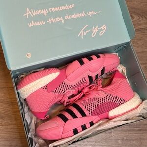 Adidas Trae Young Pink and Black Knit Sneakers